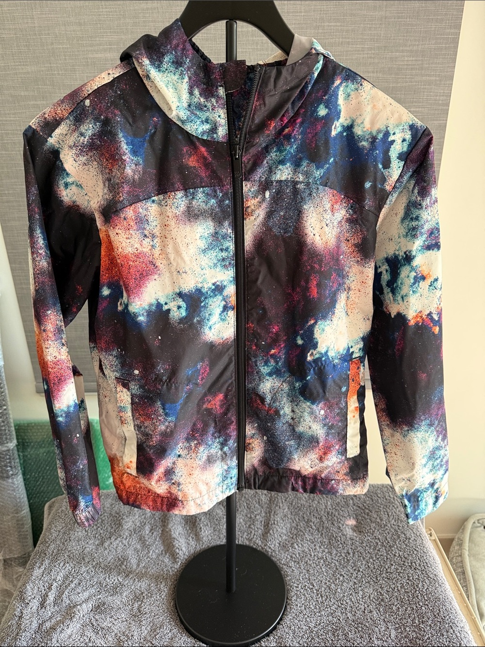Kids Hooded Galaxy Print Jacket - Multicolor